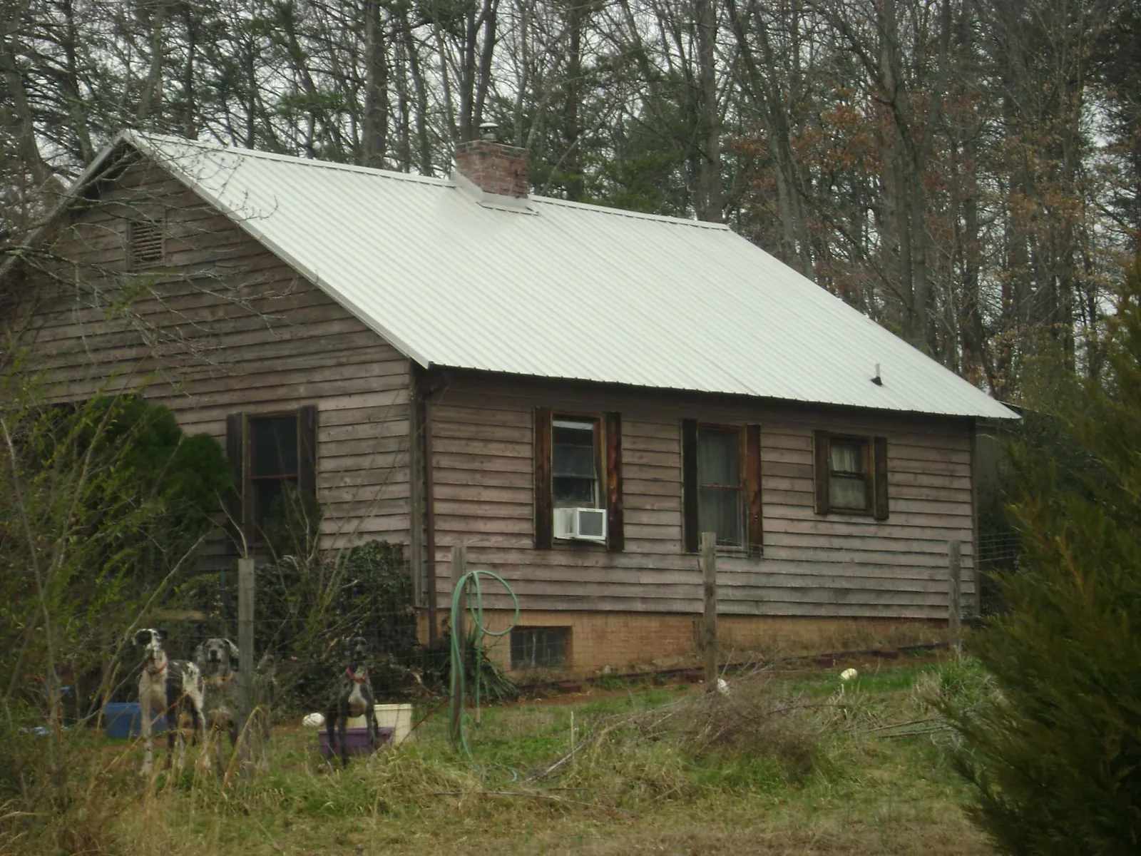 White metal roof on an old wood sided farmhouse in Sedona